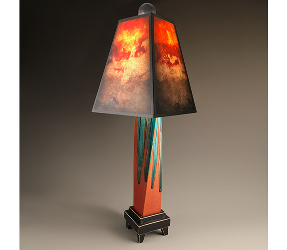 Ceramic LAMP, Twist Red w/ Florence Shade